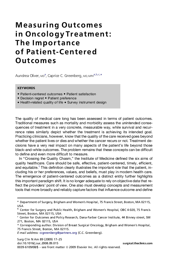 Measuring Outcomes in Oncology Treatment: The Importance of Patient-Centered Outcomes