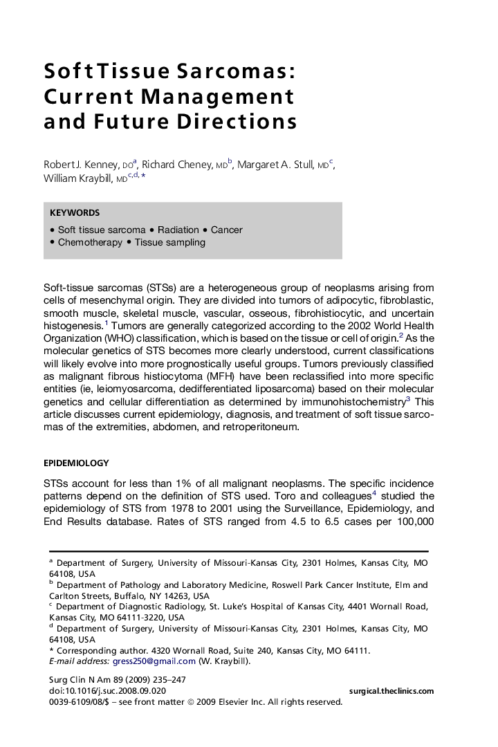 Soft Tissue Sarcomas: Current Management and Future Directions