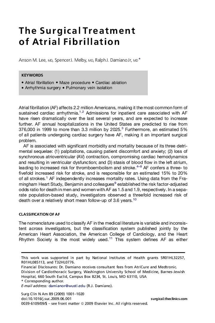 The Surgical Treatment of Atrial Fibrillation