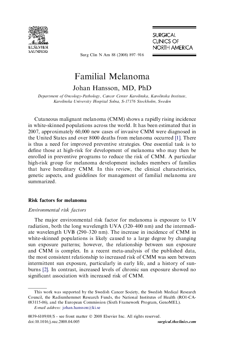 Familial Melanoma 