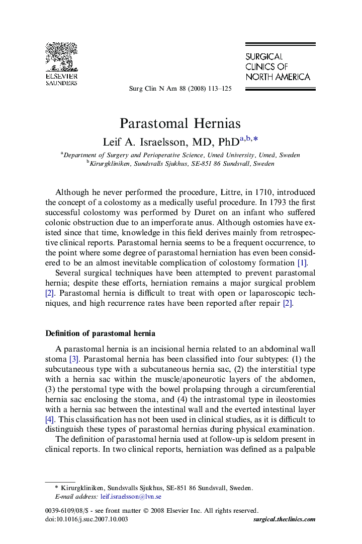 Parastomal Hernias