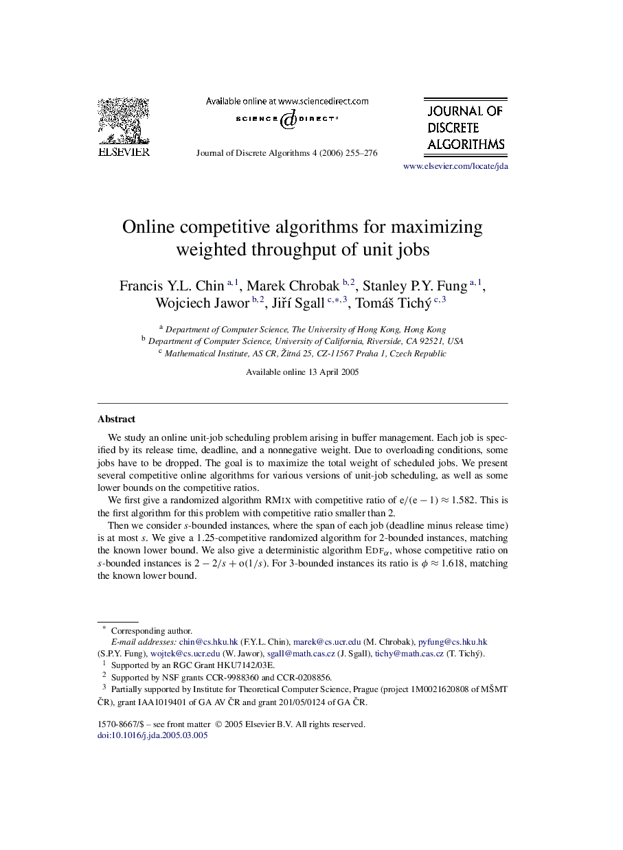 Online competitive algorithms for maximizing weighted throughput of unit jobs