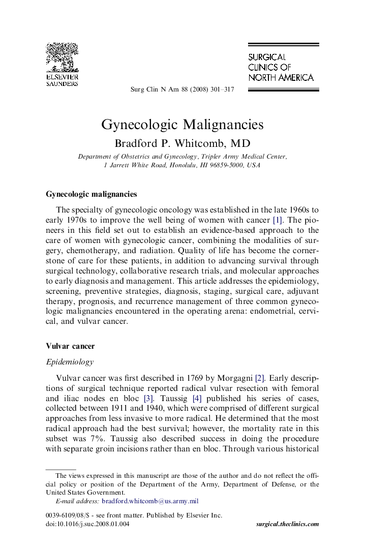 Gynecologic Malignancies