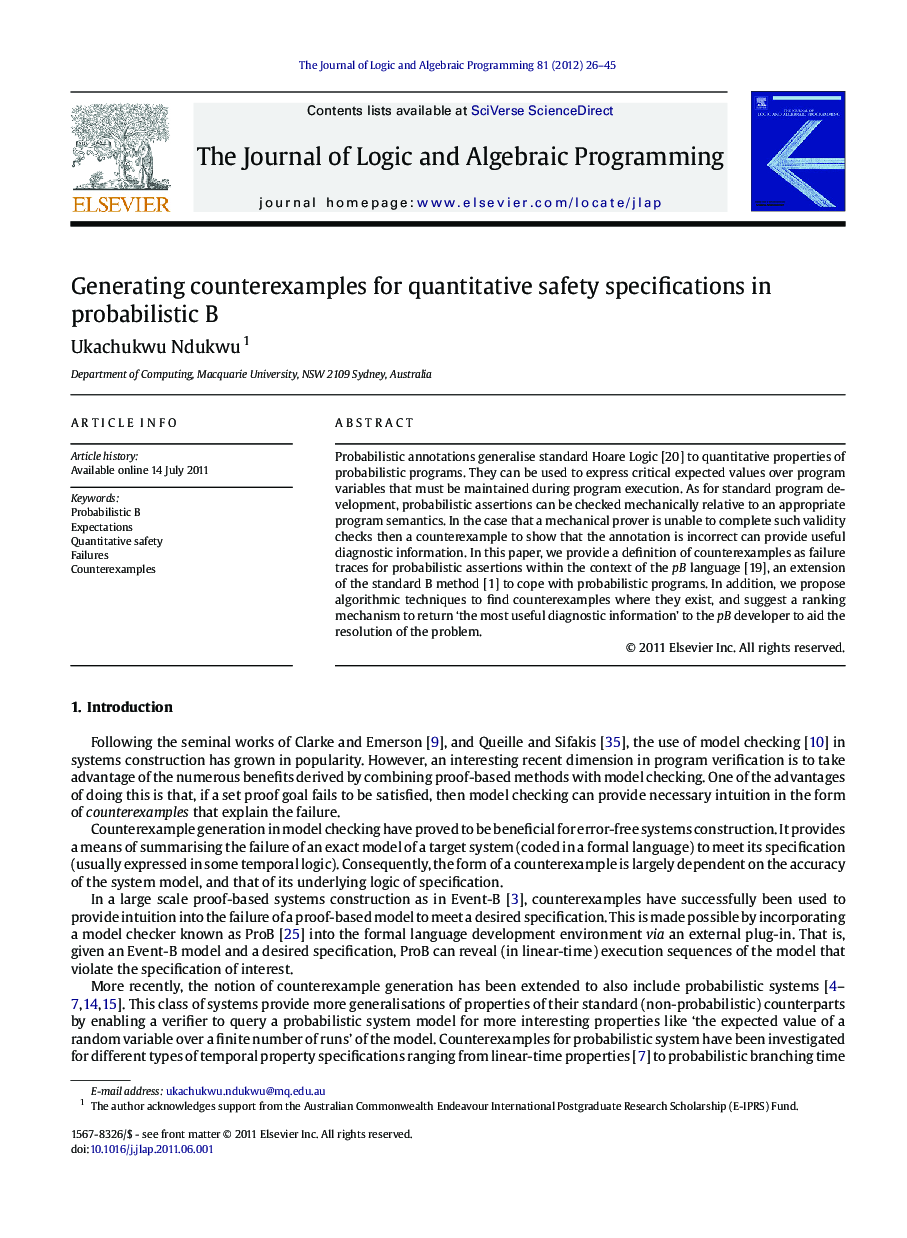 Generating counterexamples for quantitative safety specifications in probabilistic B