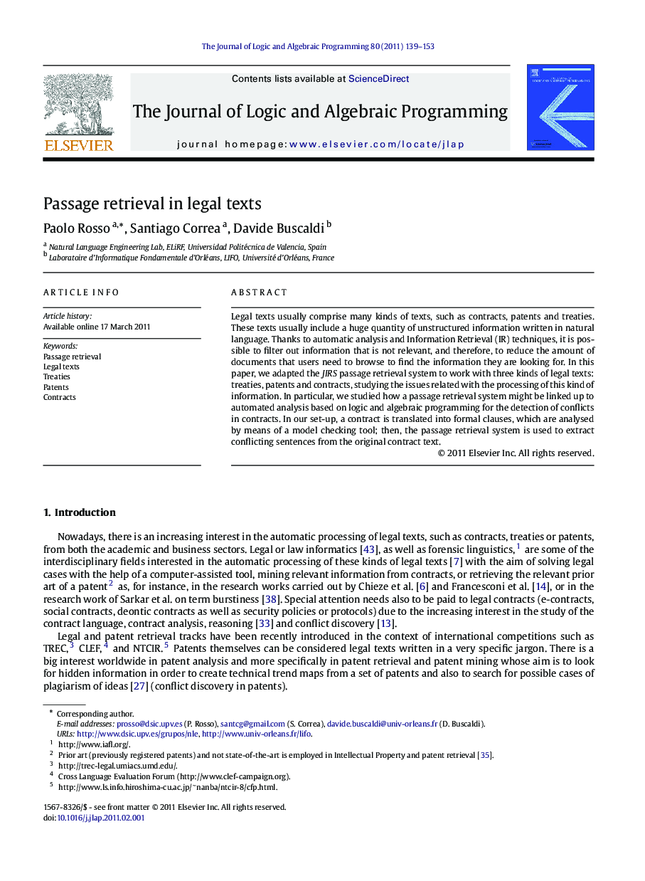 Passage retrieval in legal texts