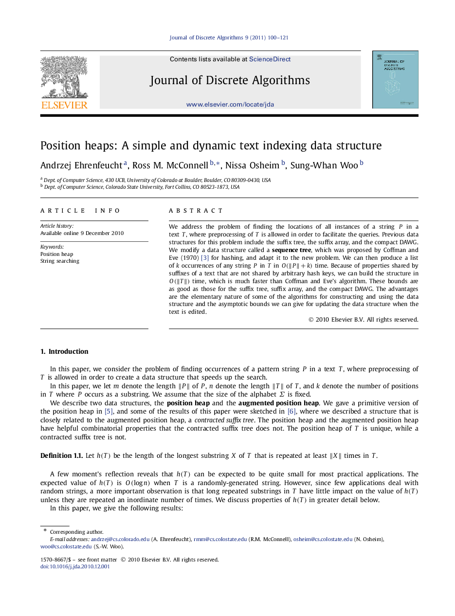 Position heaps: A simple and dynamic text indexing data structure