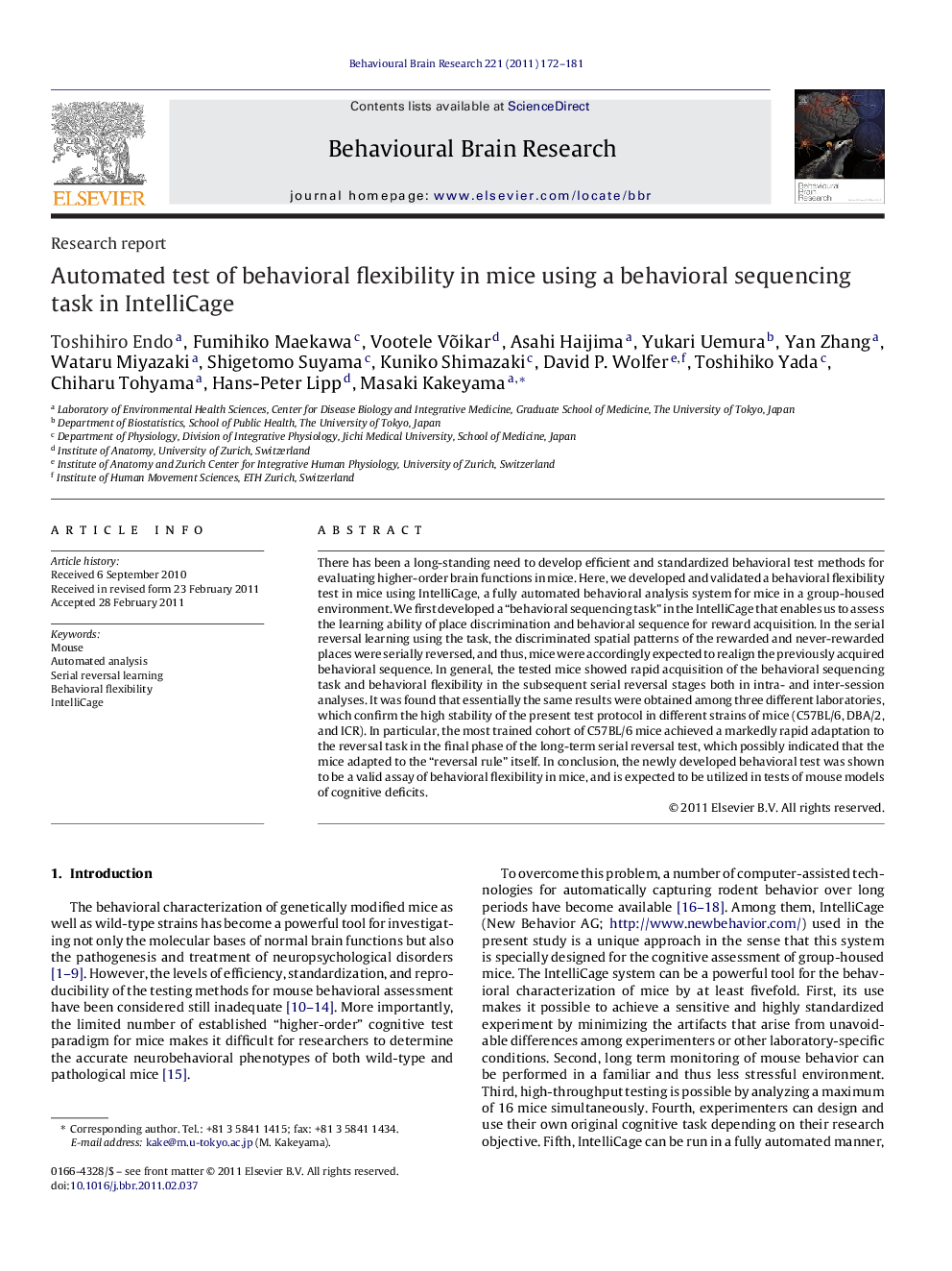 Automated test of behavioral flexibility in mice using a behavioral sequencing task in IntelliCage