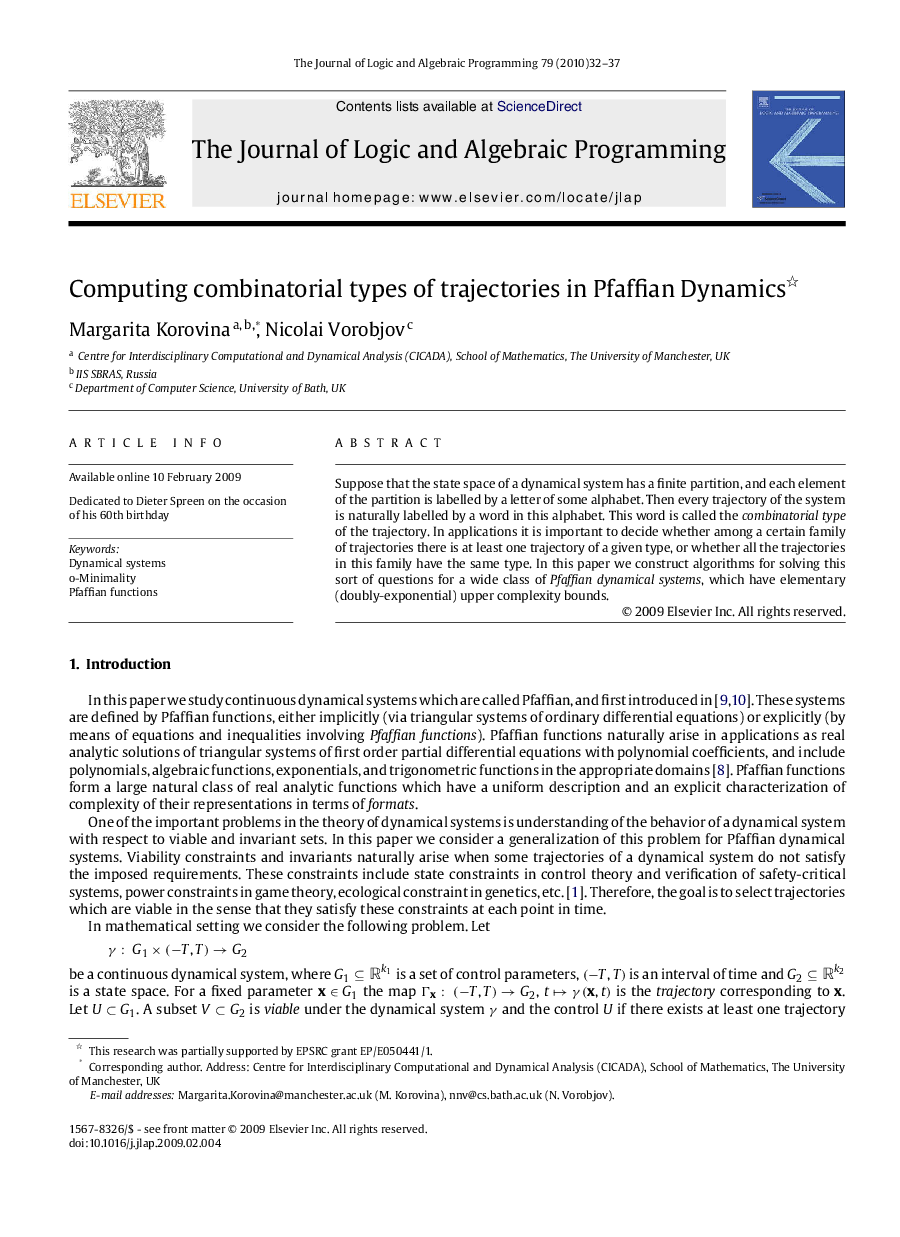 Computing combinatorial types of trajectories in Pfaffian Dynamics 