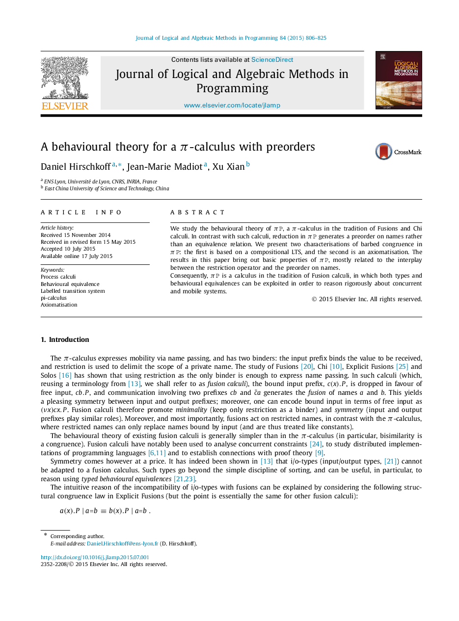 A behavioural theory for a π-calculus with preorders