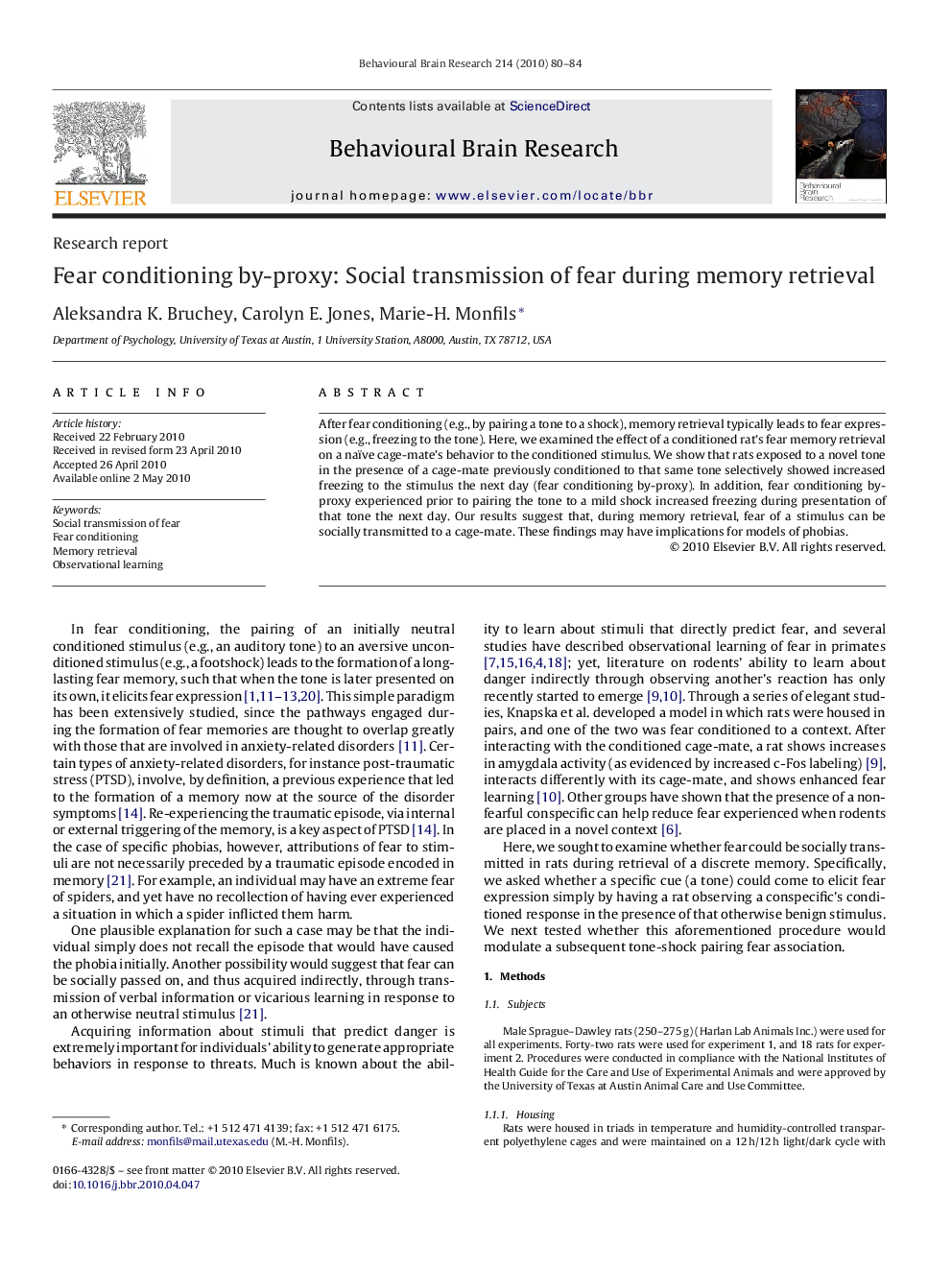 Fear conditioning by-proxy: Social transmission of fear during memory retrieval