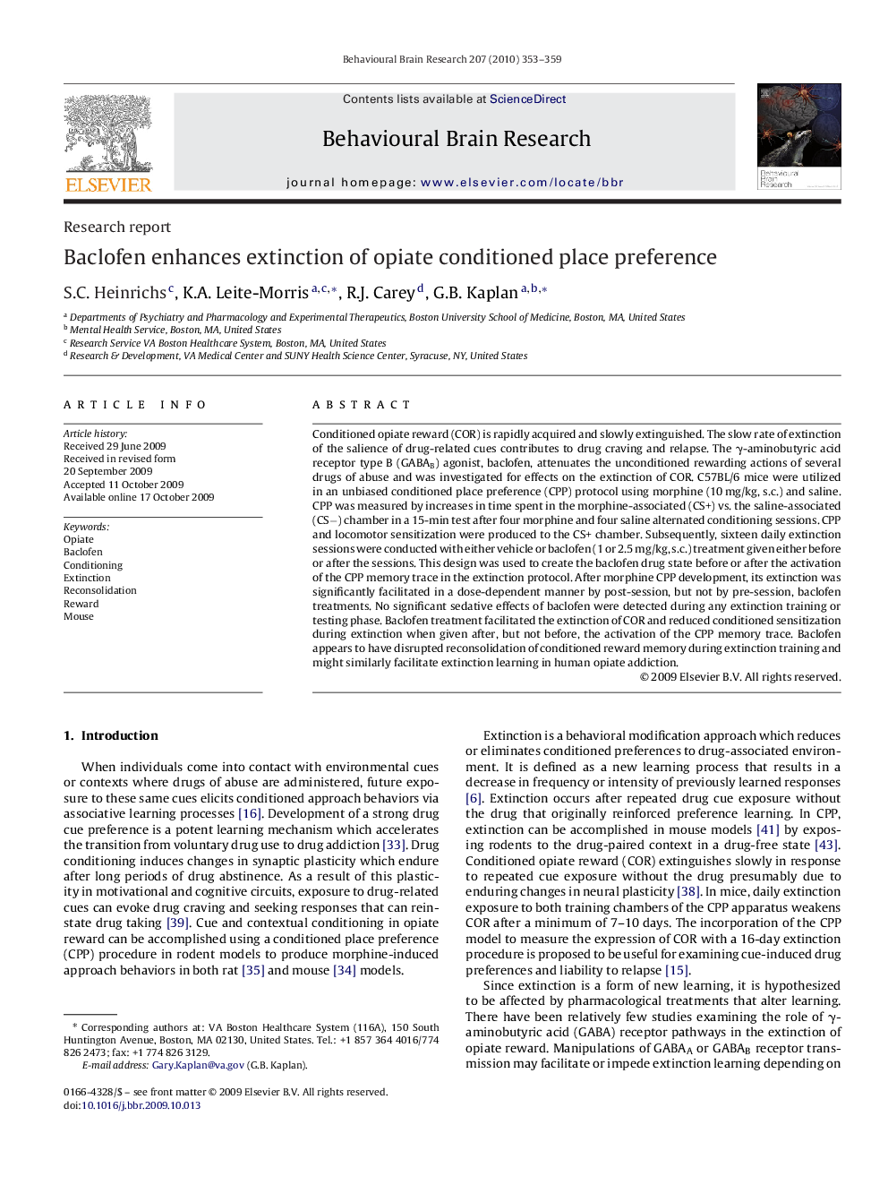 Baclofen enhances extinction of opiate conditioned place preference