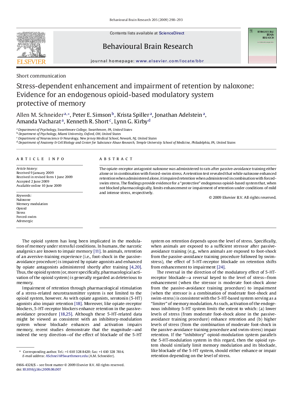 Stress-dependent enhancement and impairment of retention by naloxone: Evidence for an endogenous opioid-based modulatory system protective of memory