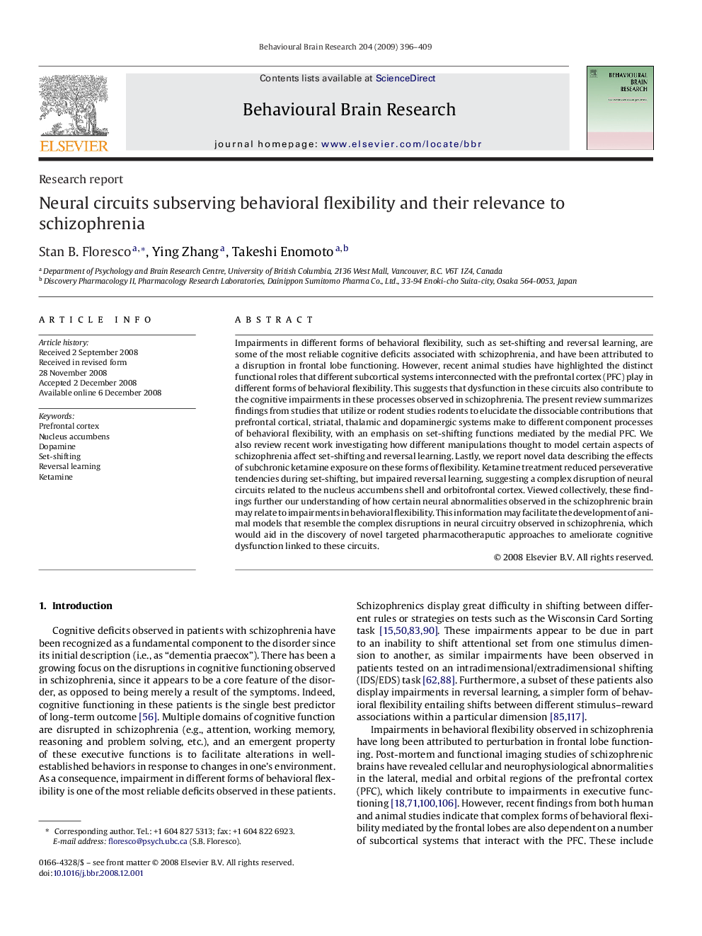 Neural circuits subserving behavioral flexibility and their relevance to schizophrenia