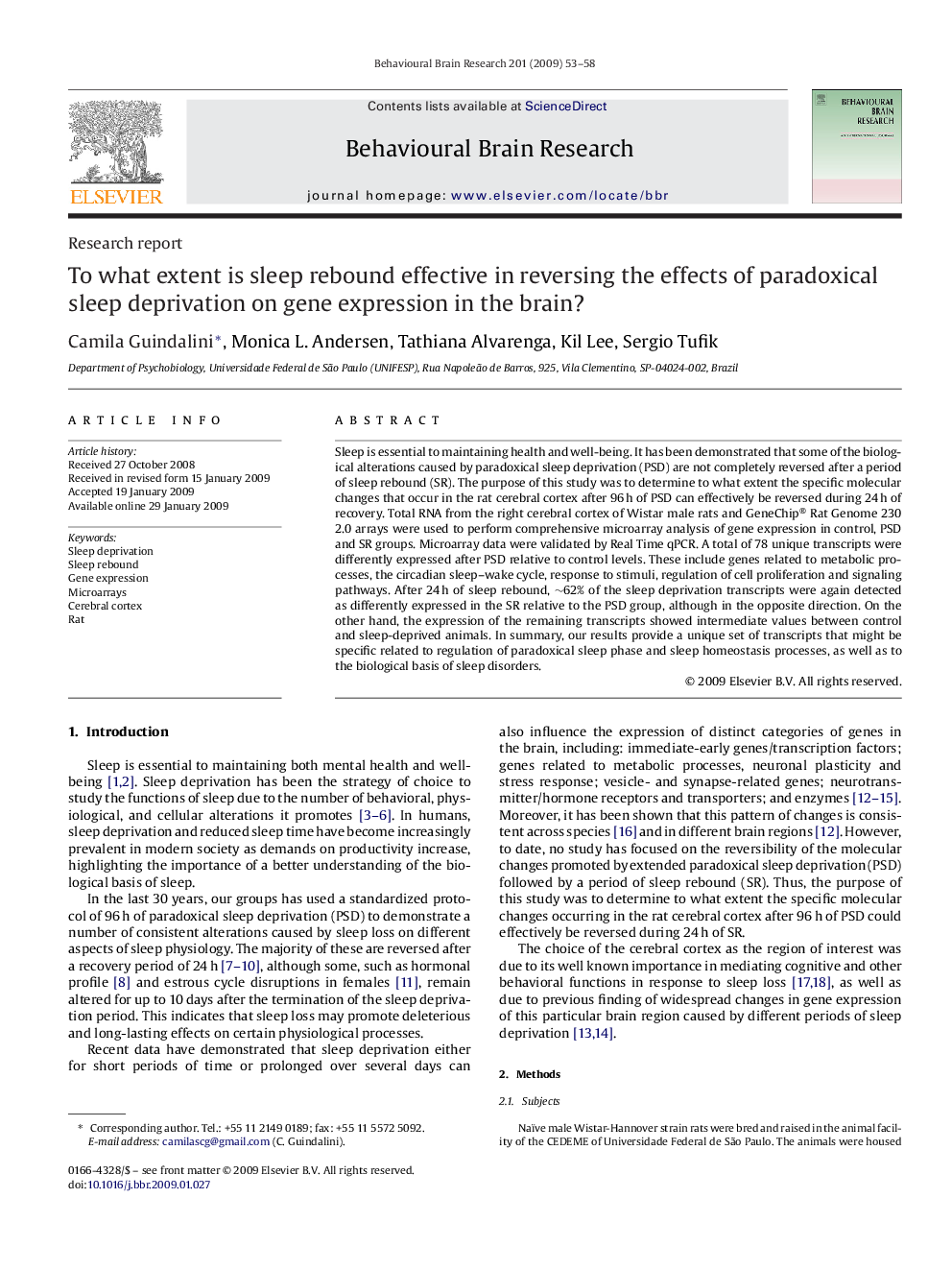 To what extent is sleep rebound effective in reversing the effects of paradoxical sleep deprivation on gene expression in the brain?