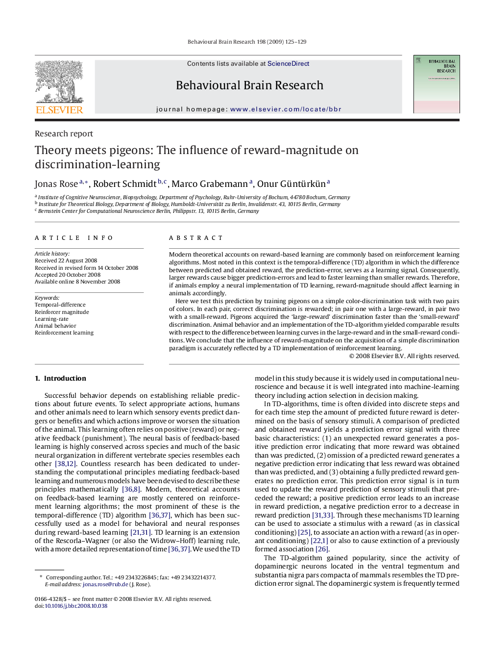 Theory meets pigeons: The influence of reward-magnitude on discrimination-learning