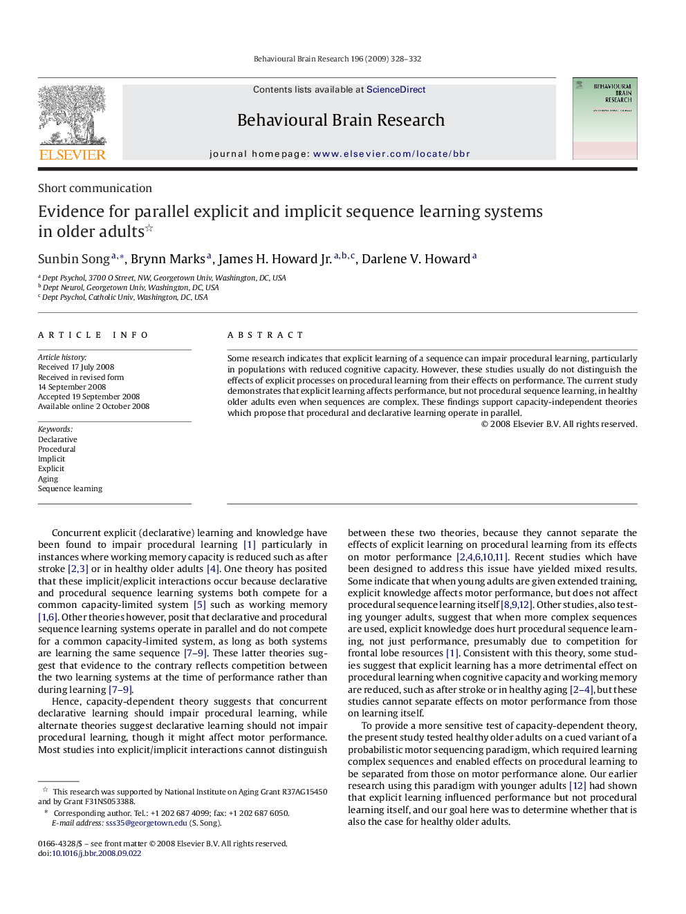 Evidence for parallel explicit and implicit sequence learning systems in older adults 