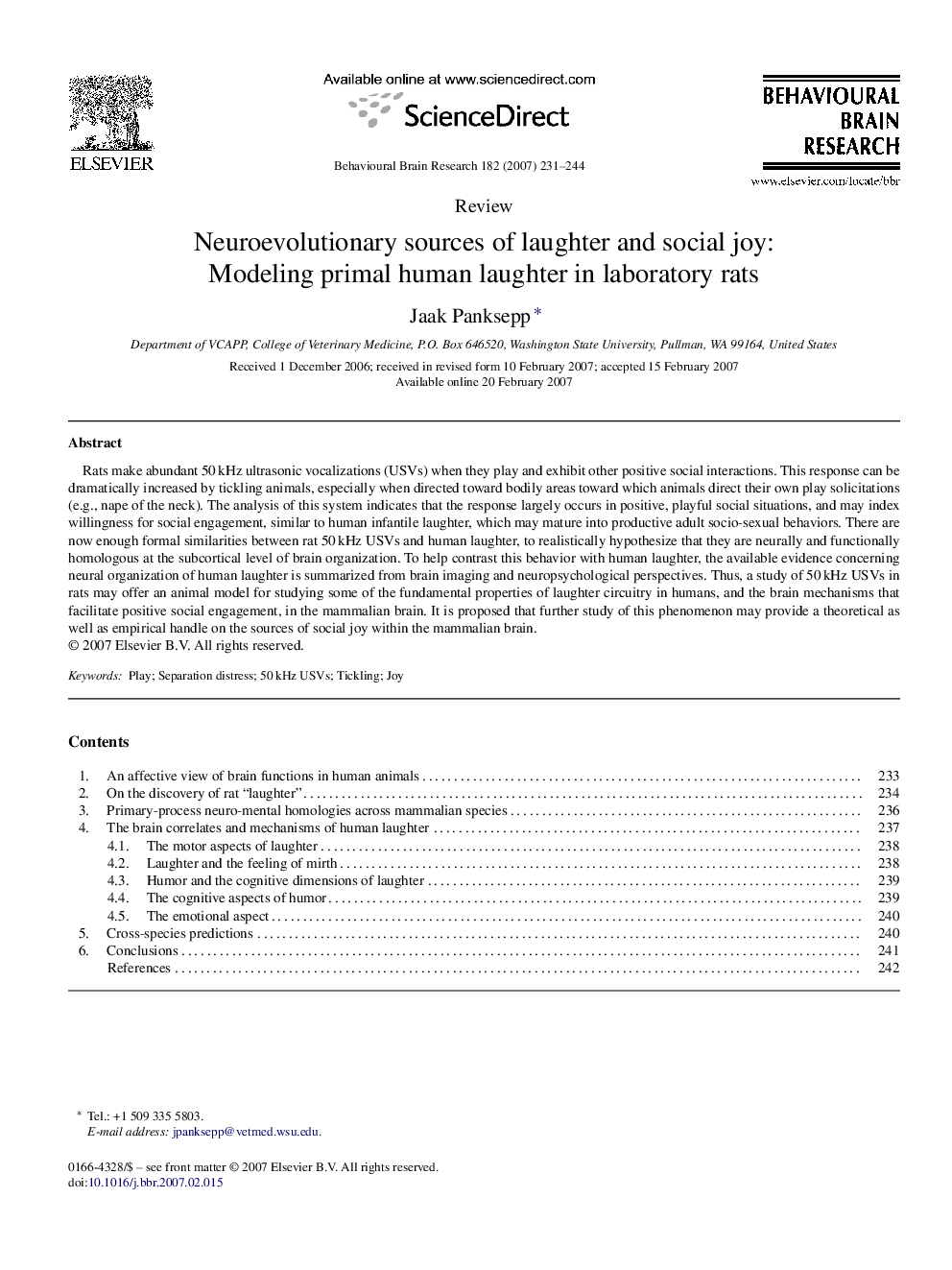 Neuroevolutionary sources of laughter and social joy: Modeling primal human laughter in laboratory rats