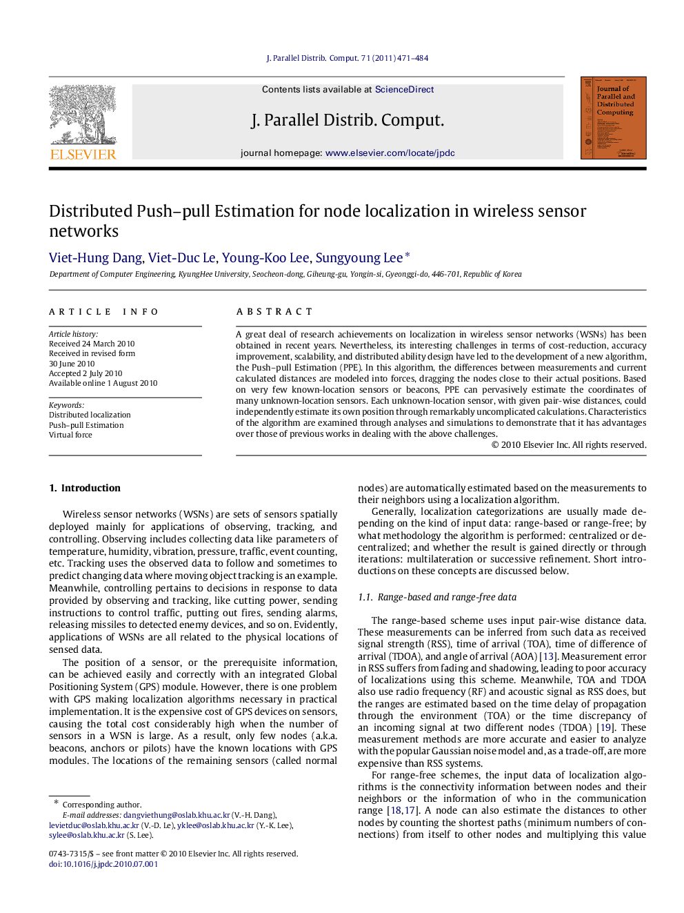 Distributed Push–pull Estimation for node localization in wireless sensor networks