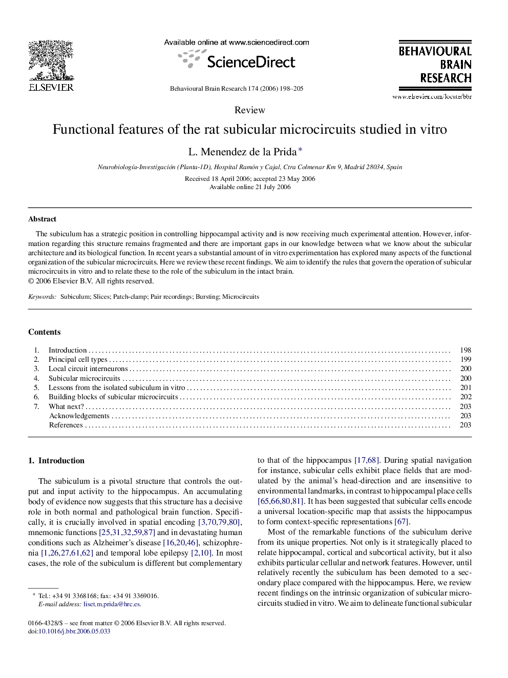 Functional features of the rat subicular microcircuits studied in vitro