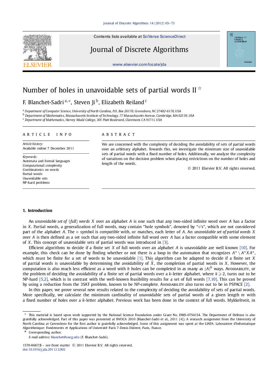 Number of holes in unavoidable sets of partial words II 