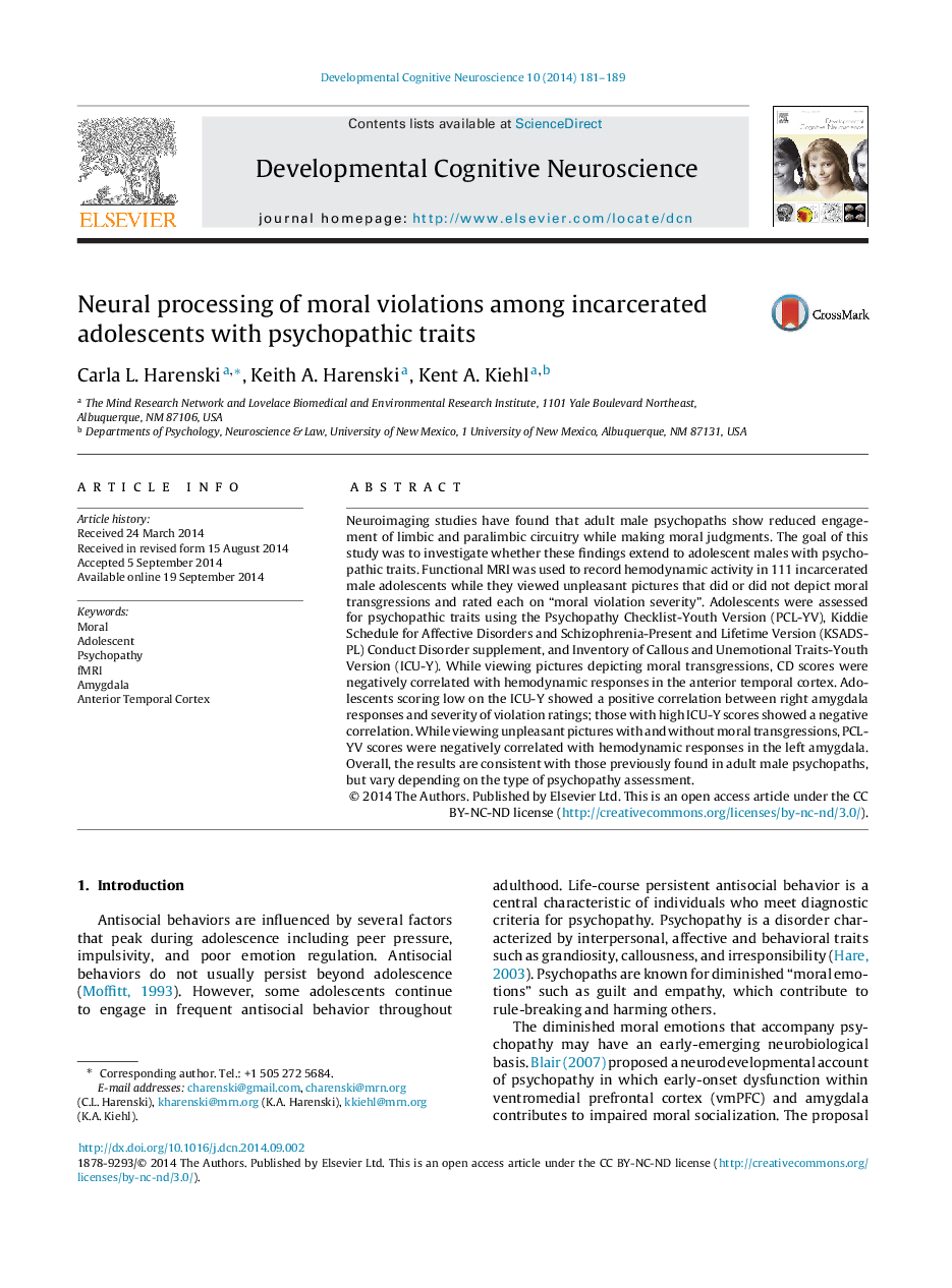 Neural processing of moral violations among incarcerated adolescents with psychopathic traits 