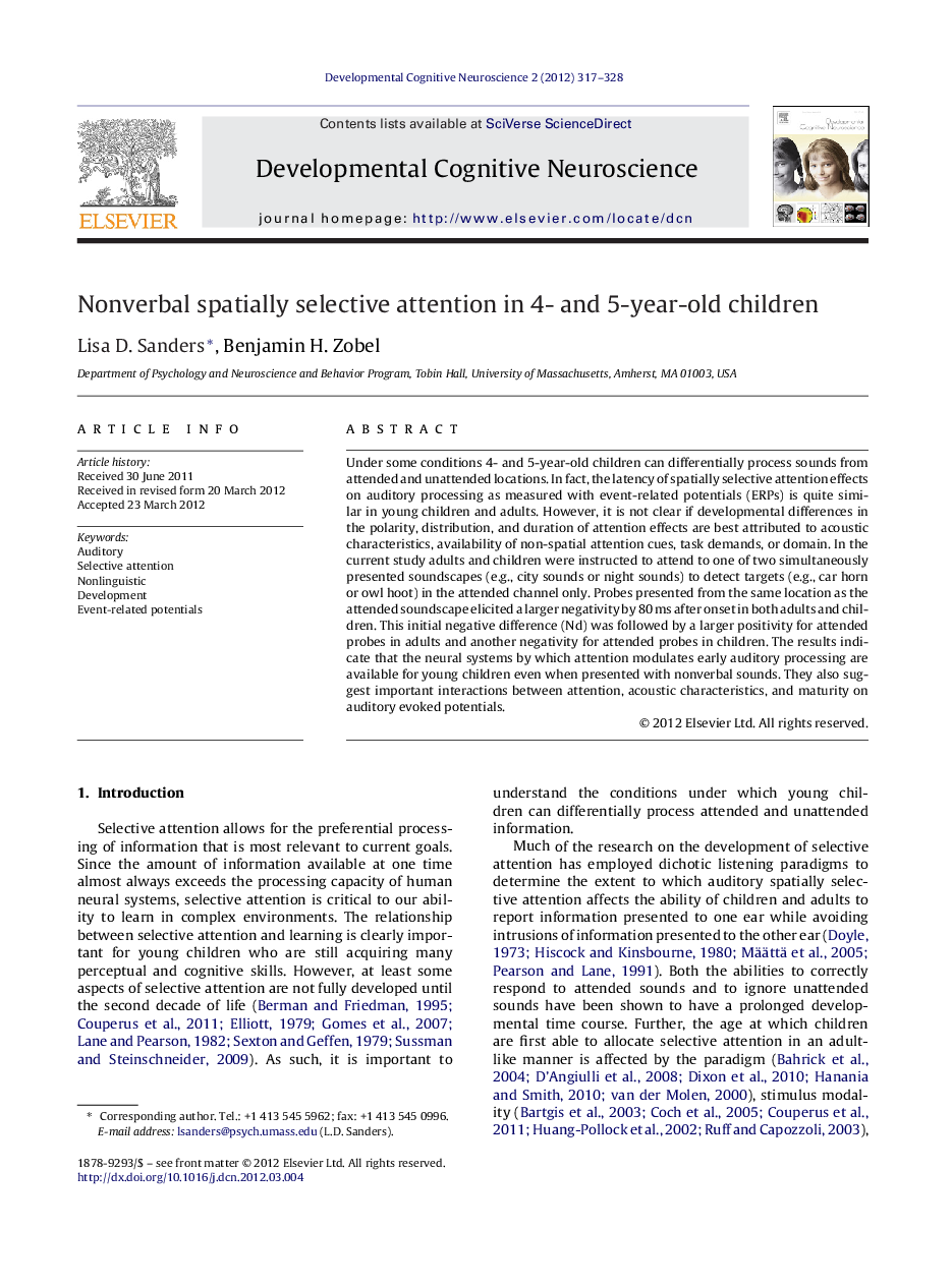 Nonverbal spatially selective attention in 4- and 5-year-old children