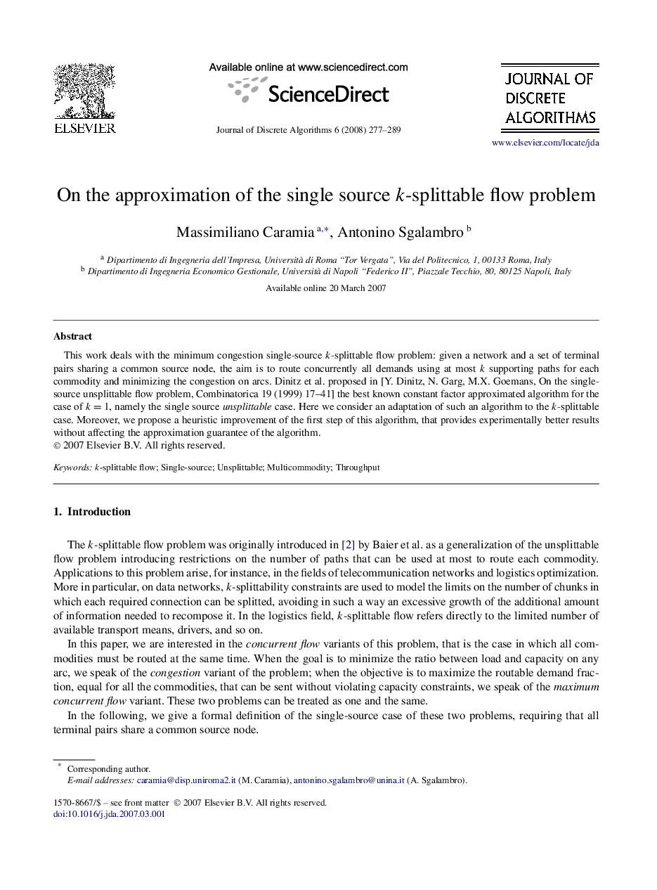 On the approximation of the single source k-splittable flow problem