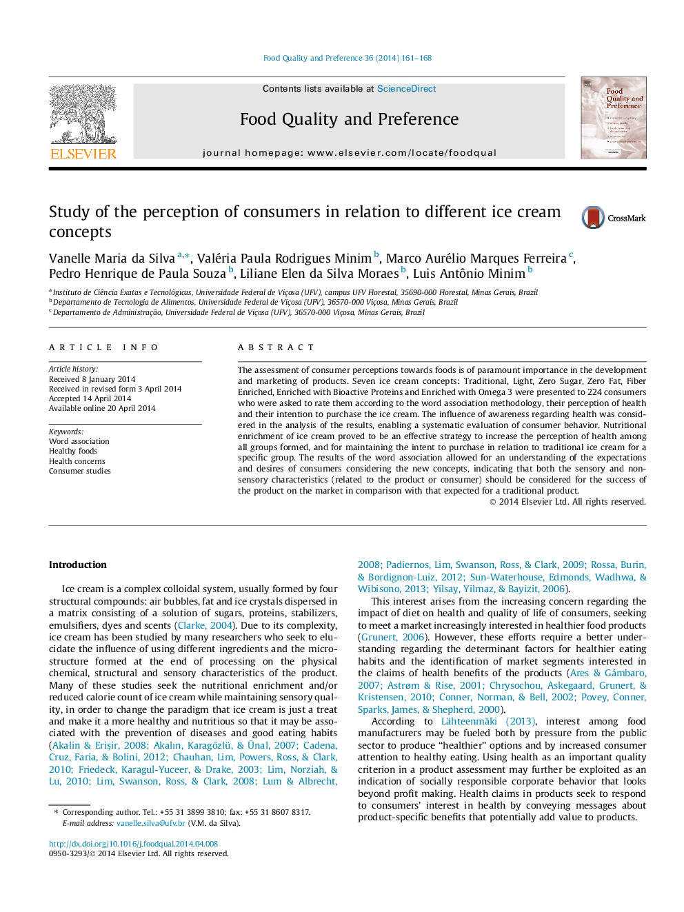 Study of the perception of consumers in relation to different ice cream concepts