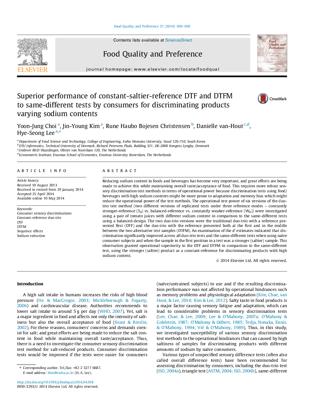 Superior performance of constant-saltier-reference DTF and DTFM to same-different tests by consumers for discriminating products varying sodium contents