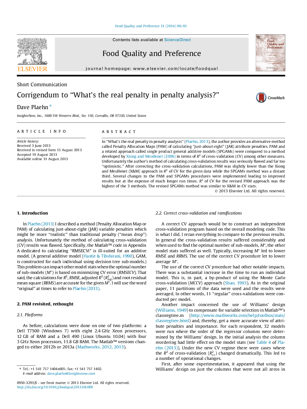 Corrigendum to “What’s the real penalty in penalty analysis?”