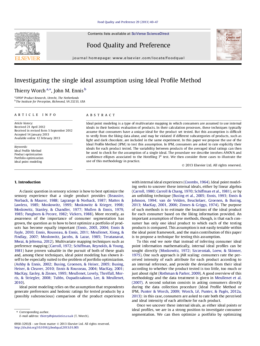 Investigating the single ideal assumption using Ideal Profile Method