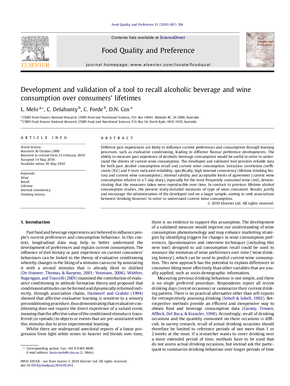 Development and validation of a tool to recall alcoholic beverage and wine consumption over consumers’ lifetimes