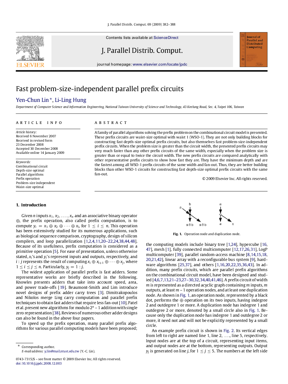 Fast problem-size-independent parallel prefix circuits