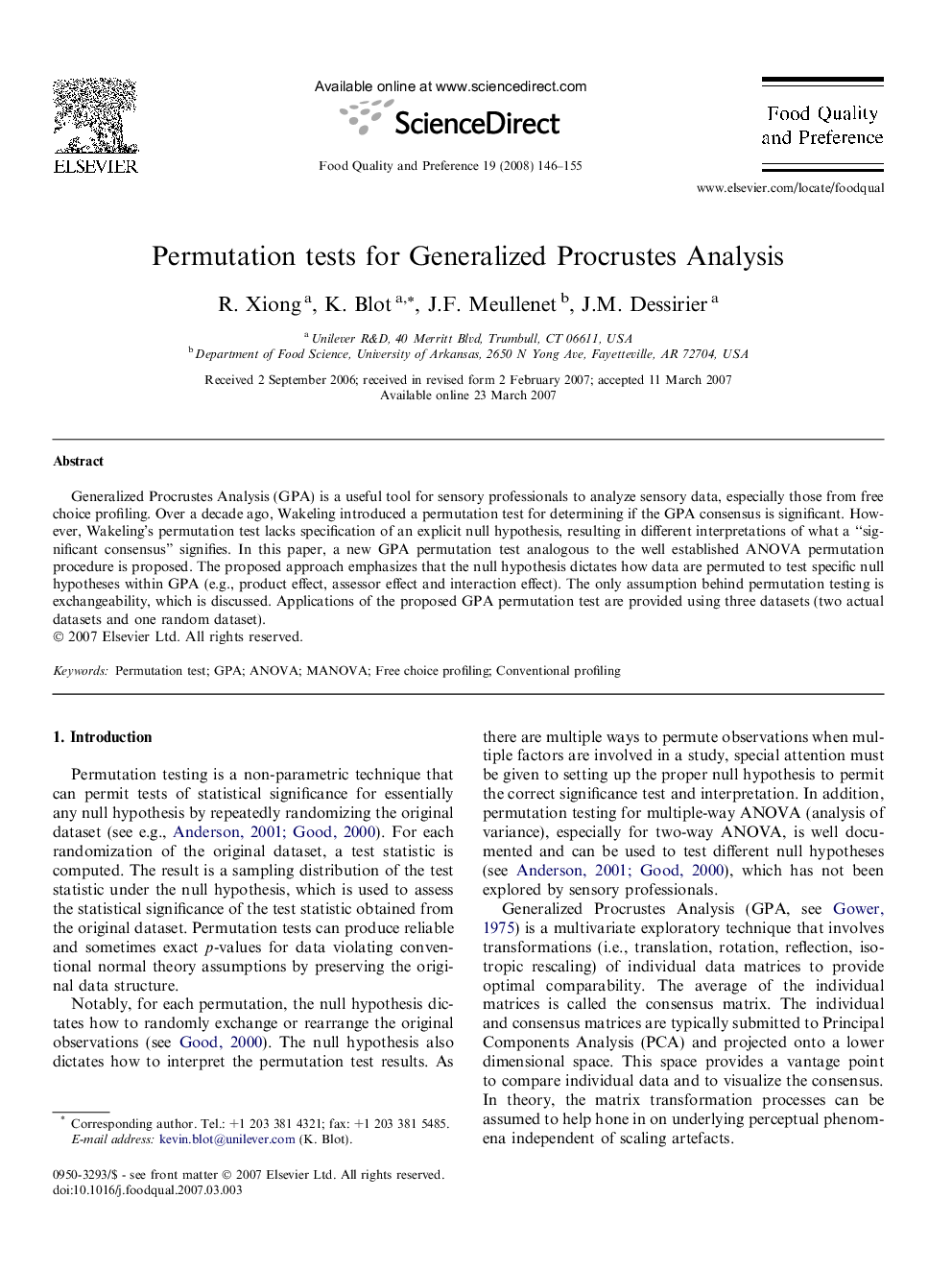 Permutation tests for Generalized Procrustes Analysis