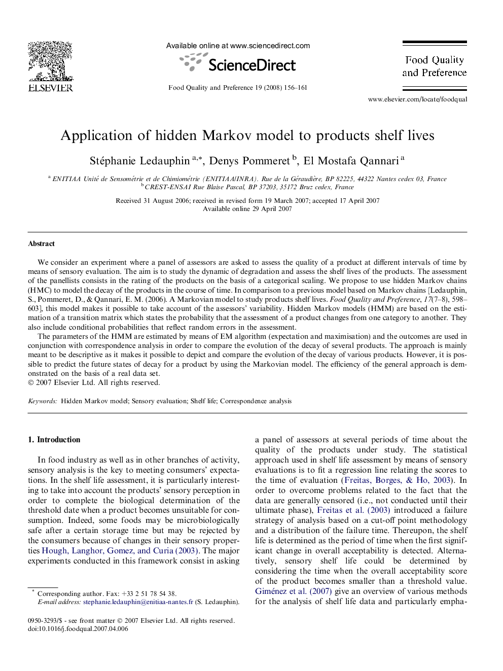 Application of hidden Markov model to products shelf lives