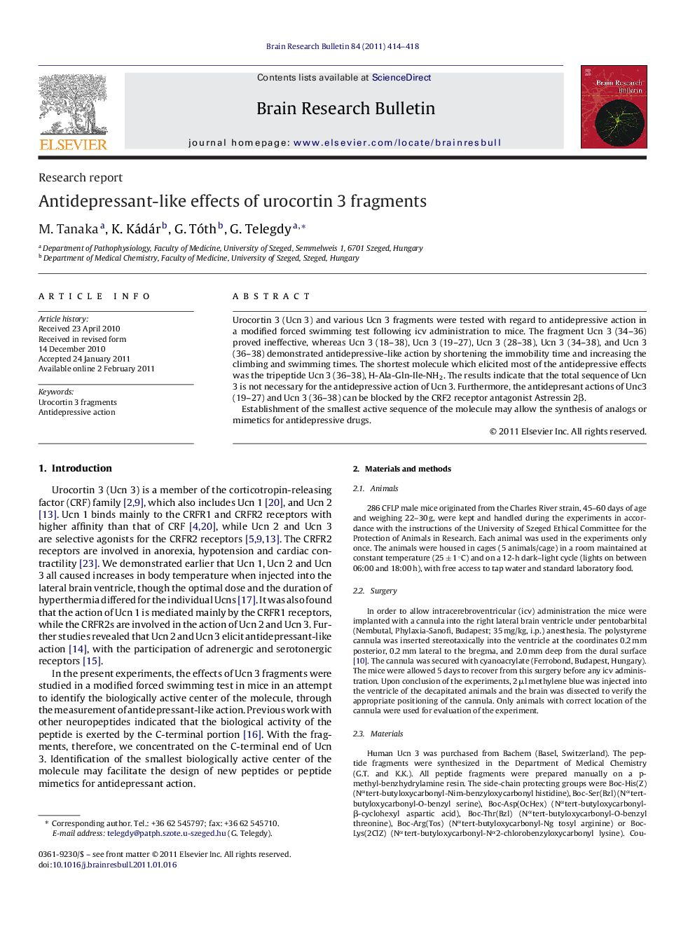 Antidepressant-like effects of urocortin 3 fragments