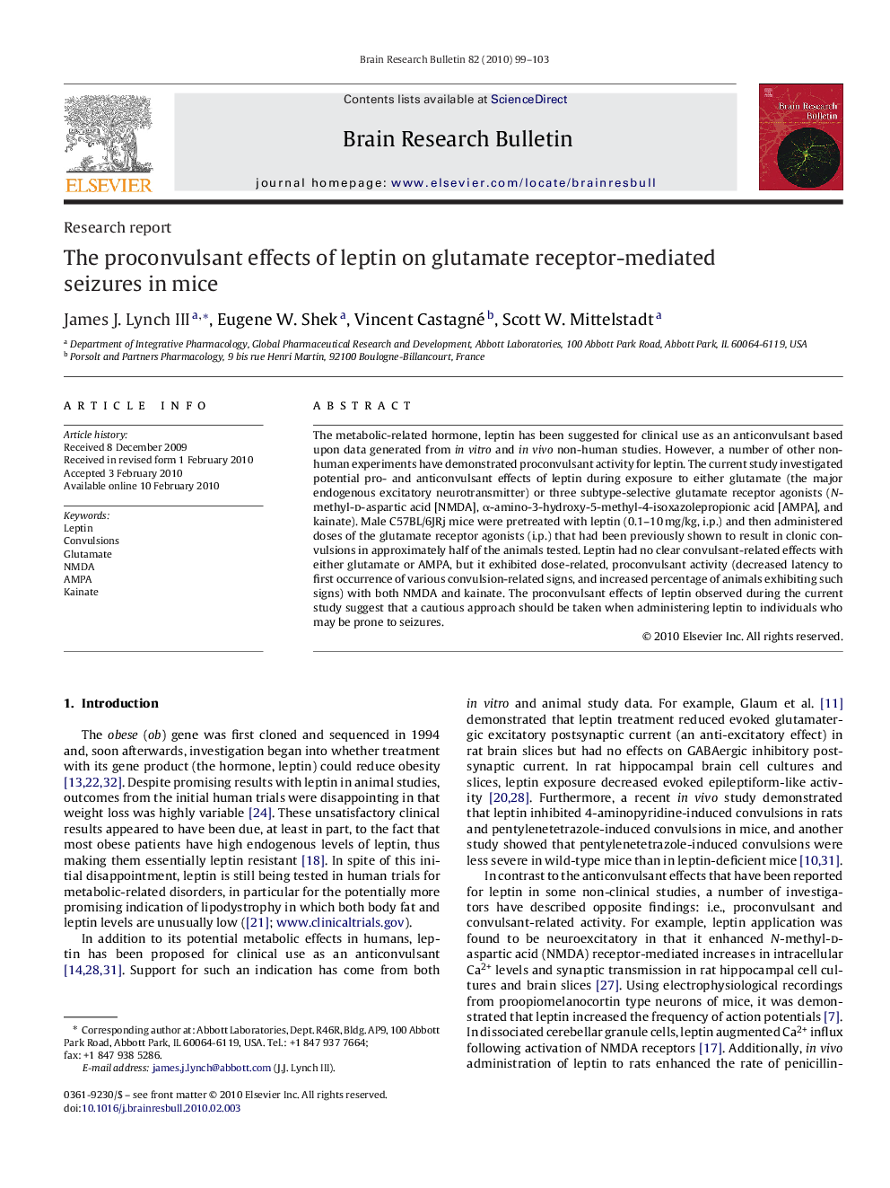 The proconvulsant effects of leptin on glutamate receptor-mediated seizures in mice