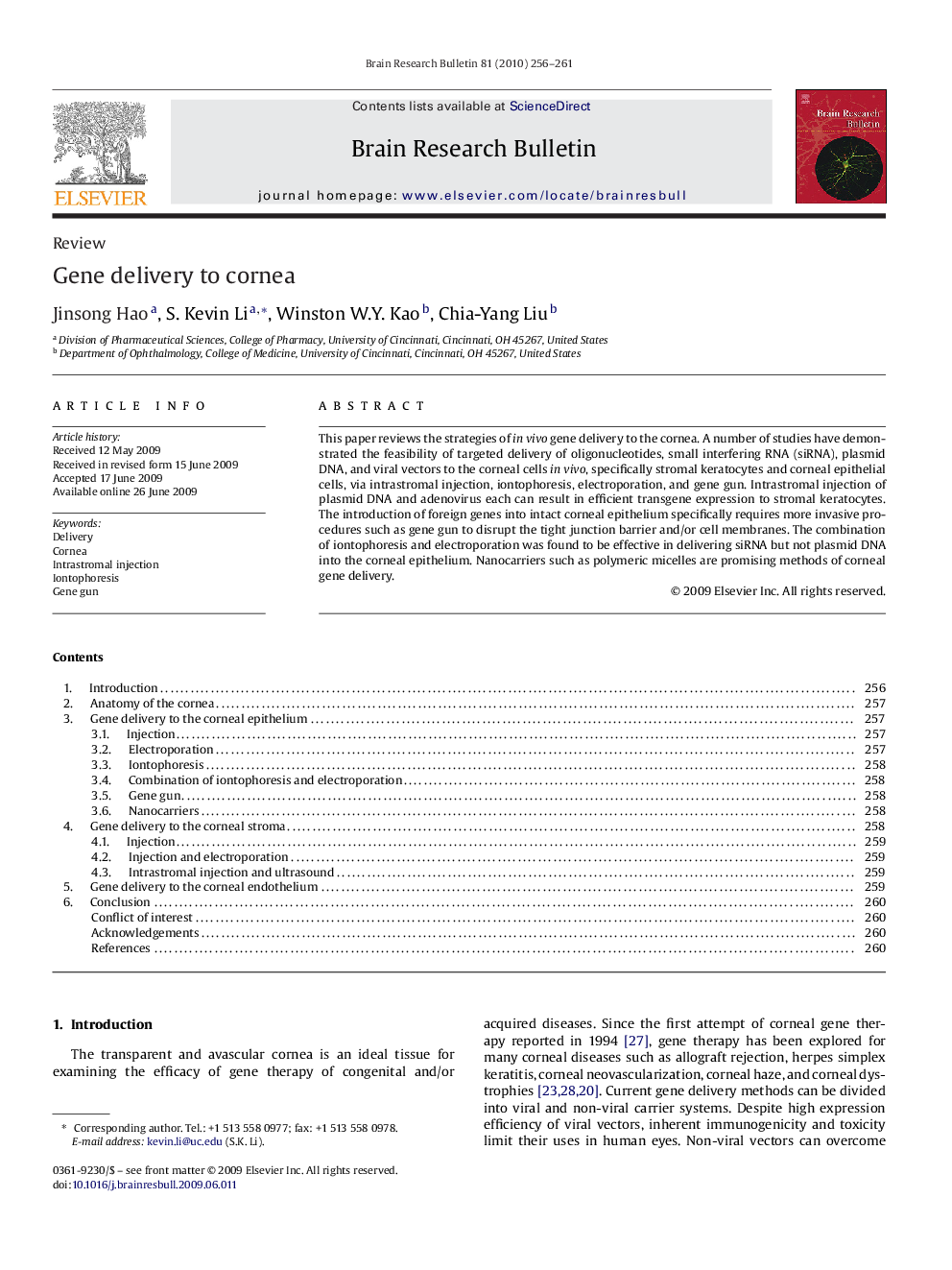 Gene delivery to cornea