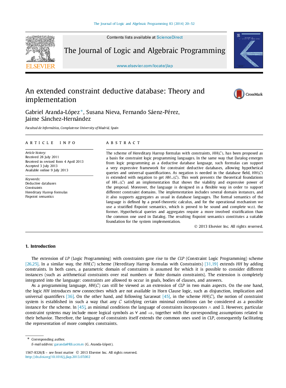 An extended constraint deductive database: Theory and implementation