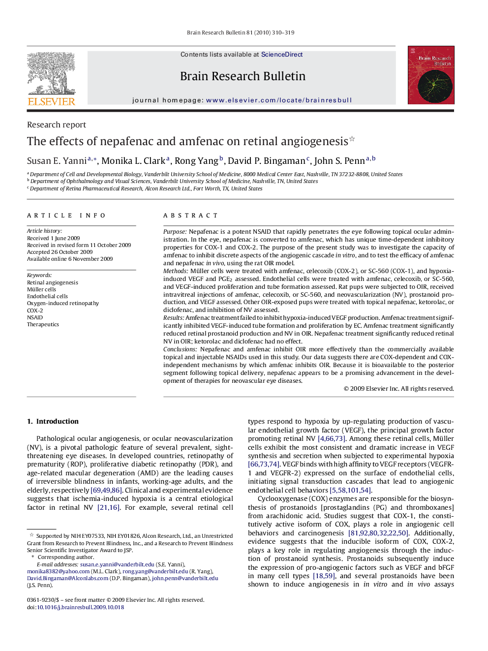 The effects of nepafenac and amfenac on retinal angiogenesis 