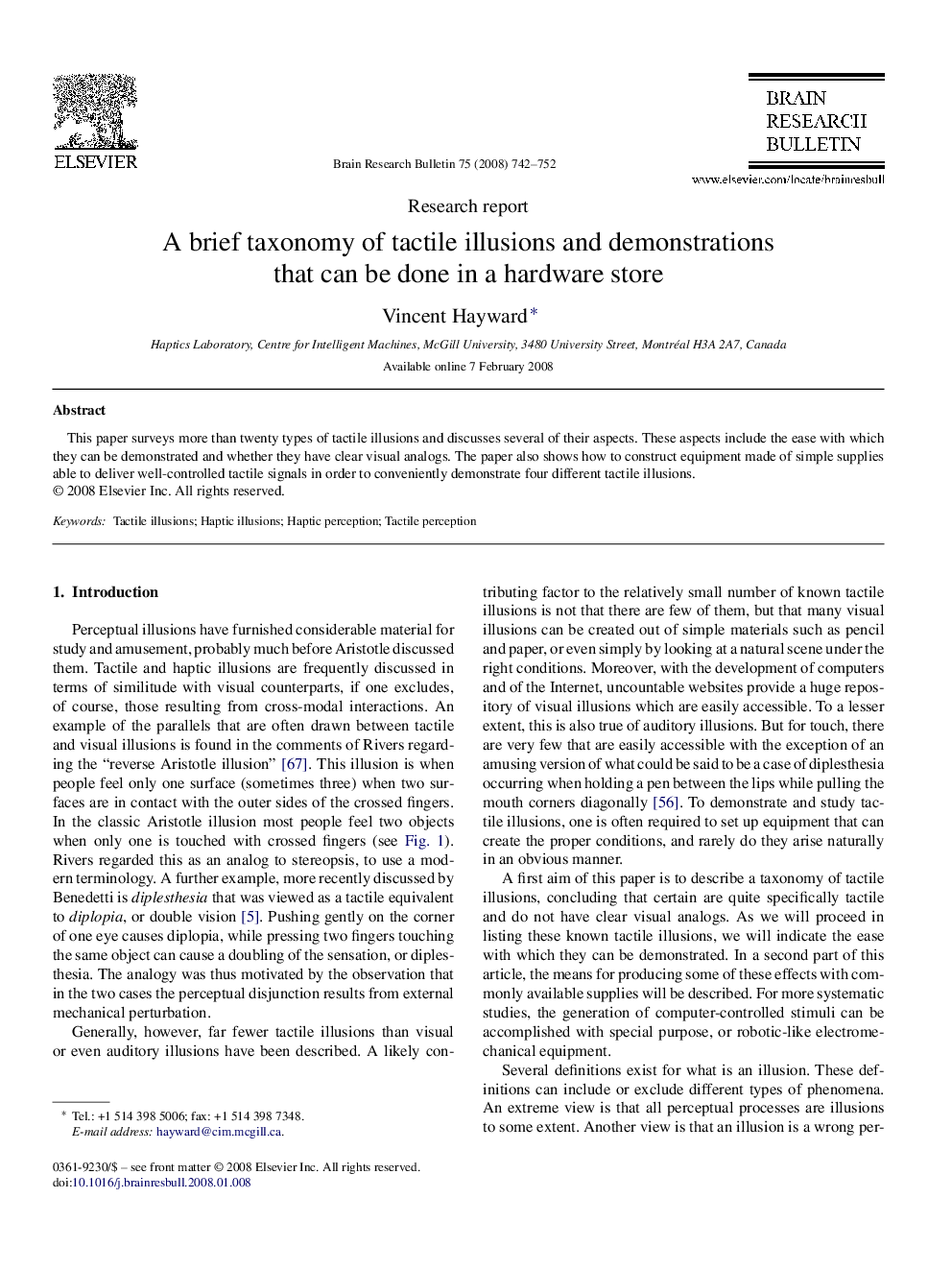 A brief taxonomy of tactile illusions and demonstrations that can be done in a hardware store