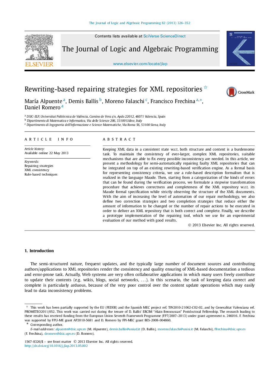 Rewriting-based repairing strategies for XML repositories 