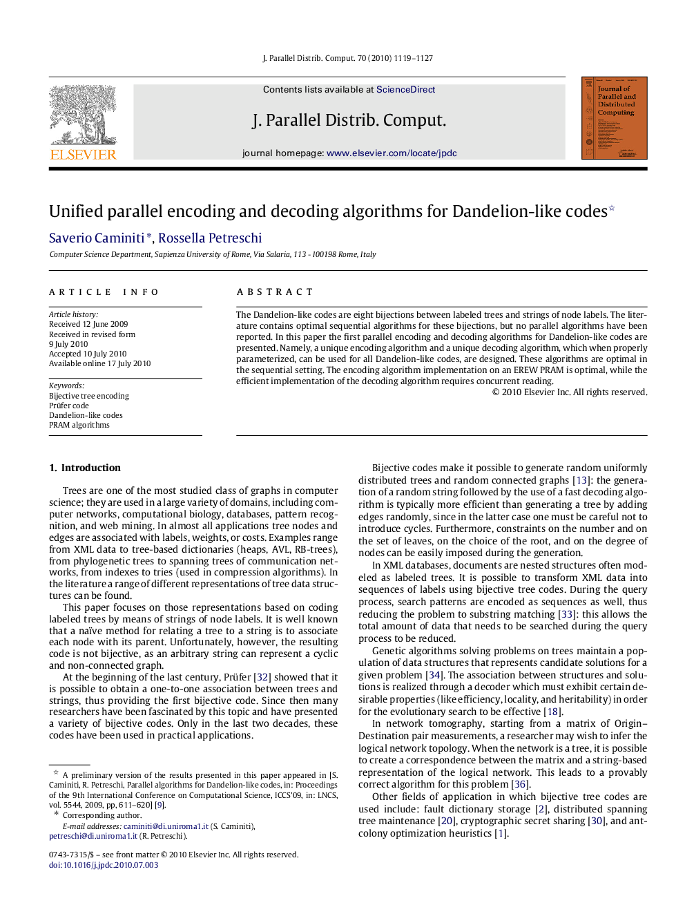 Unified parallel encoding and decoding algorithms for Dandelion-like codes 