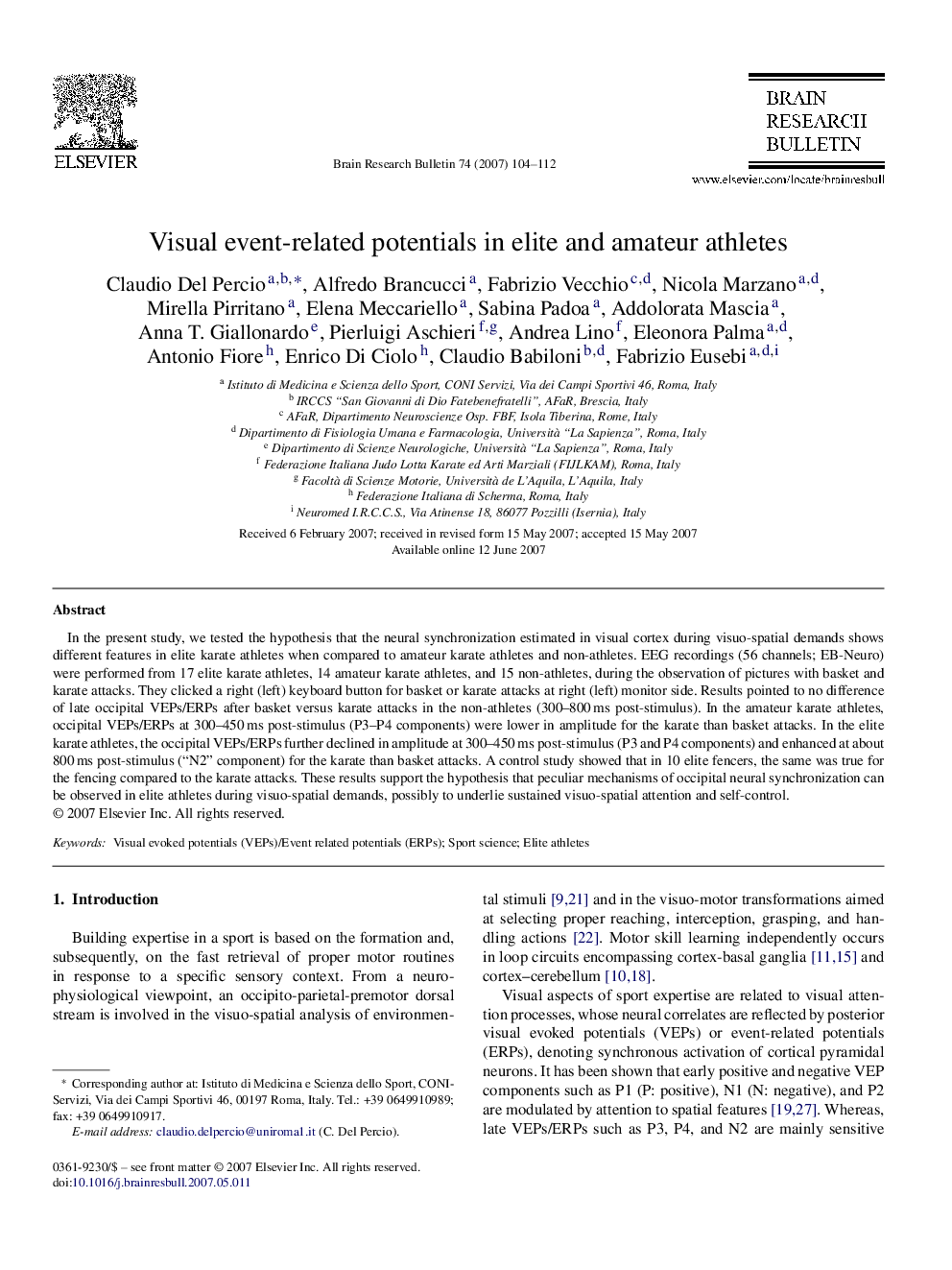 Visual event-related potentials in elite and amateur athletes