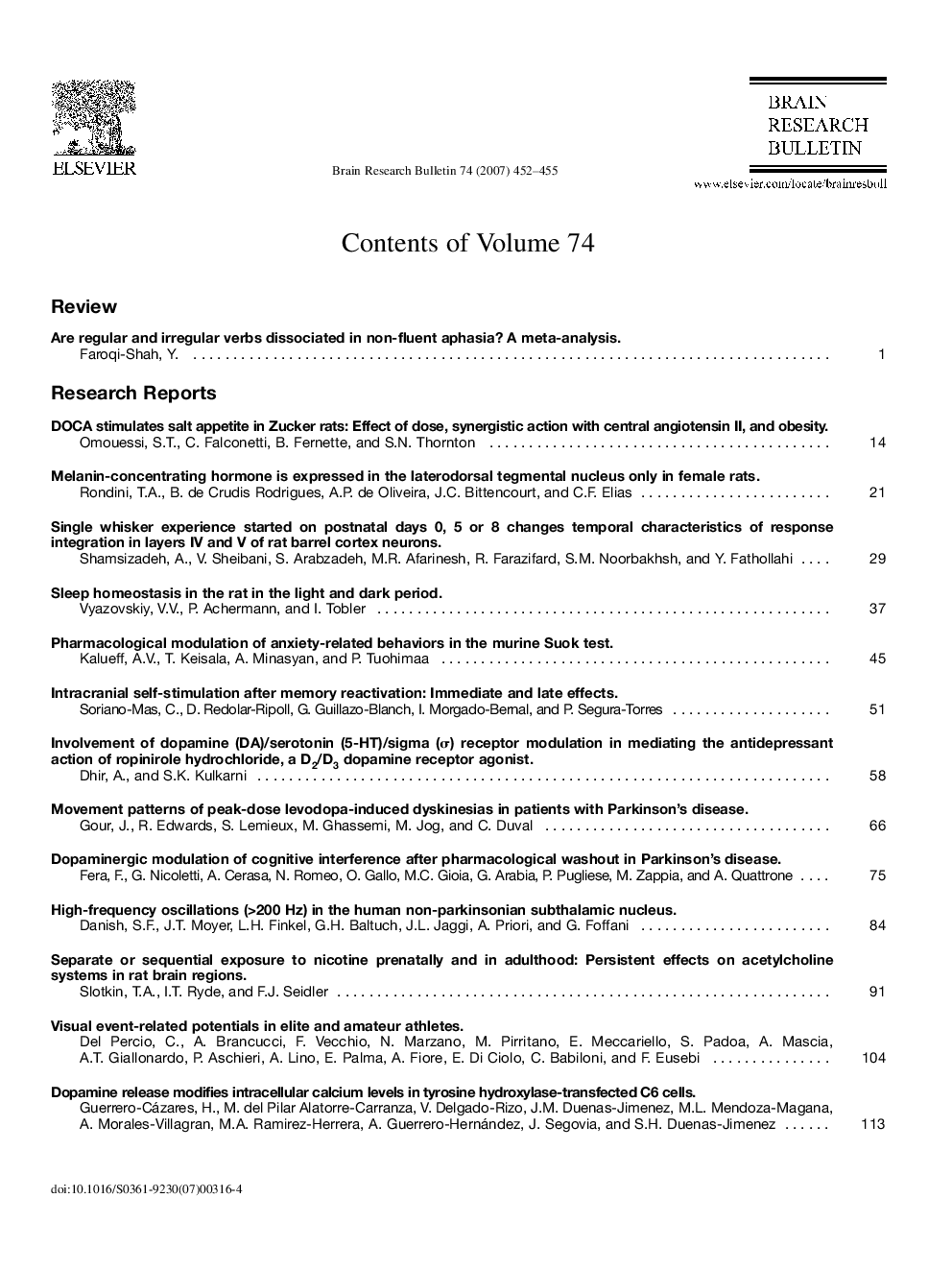 Contents Voulme 74