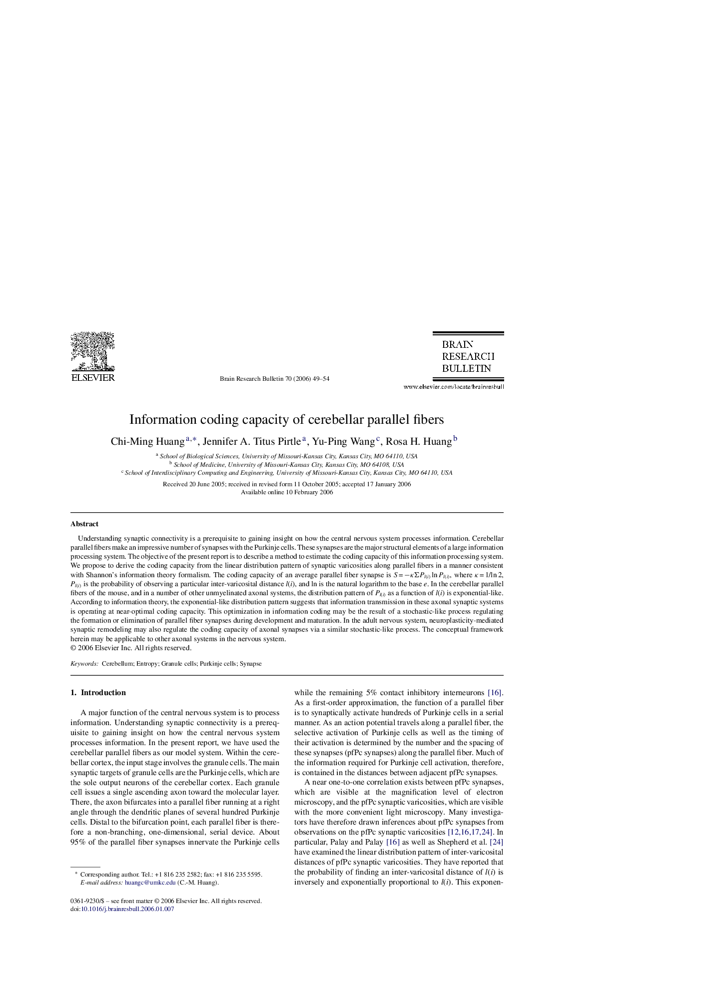 Information coding capacity of cerebellar parallel fibers