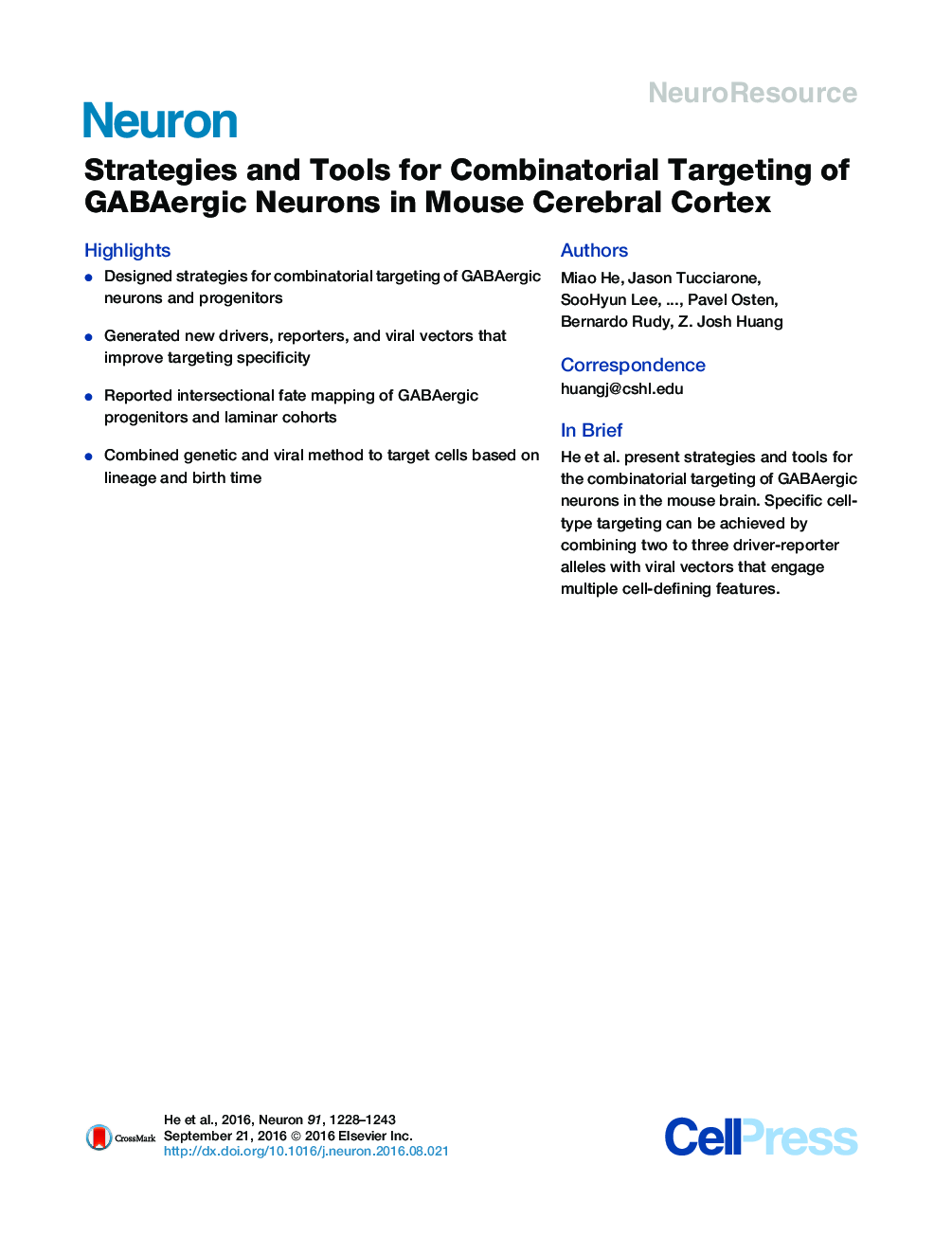 Strategies and Tools for Combinatorial Targeting of GABAergic Neurons in Mouse Cerebral Cortex