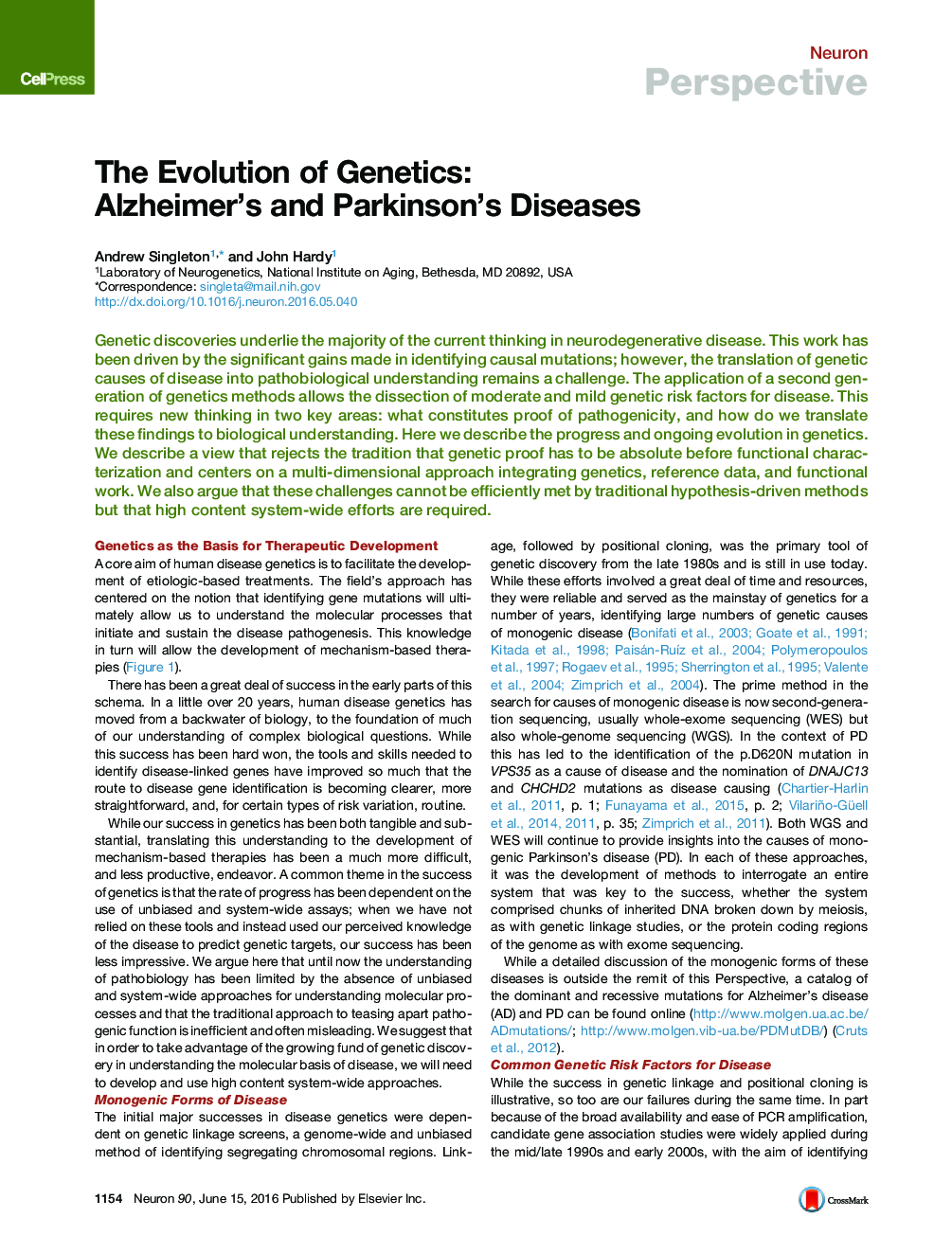 The Evolution of Genetics: Alzheimer’s and Parkinson’s Diseases