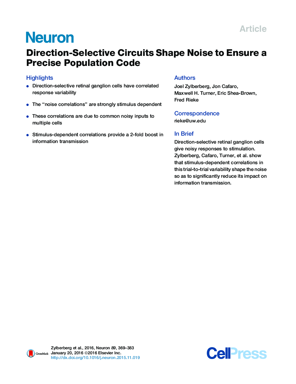 Direction-Selective Circuits Shape Noise to Ensure a Precise Population Code