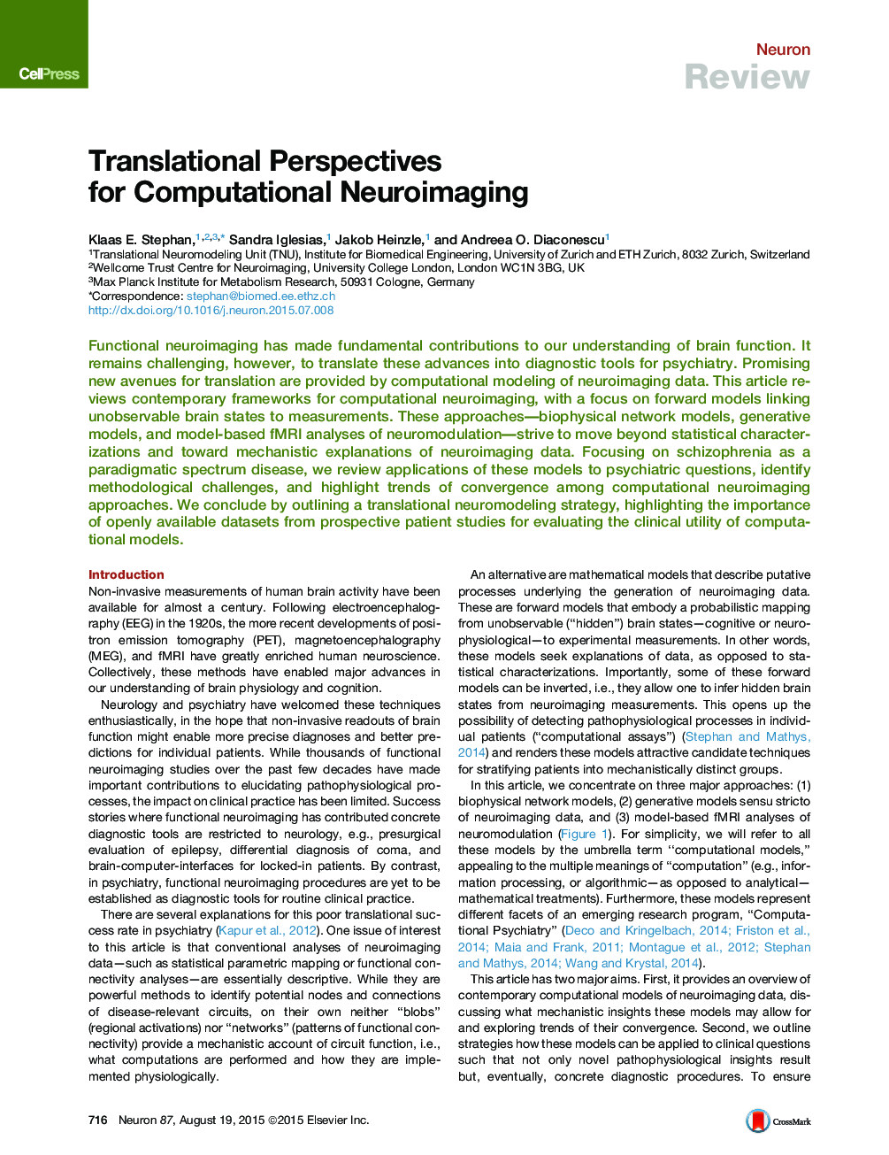 Translational Perspectives for Computational Neuroimaging